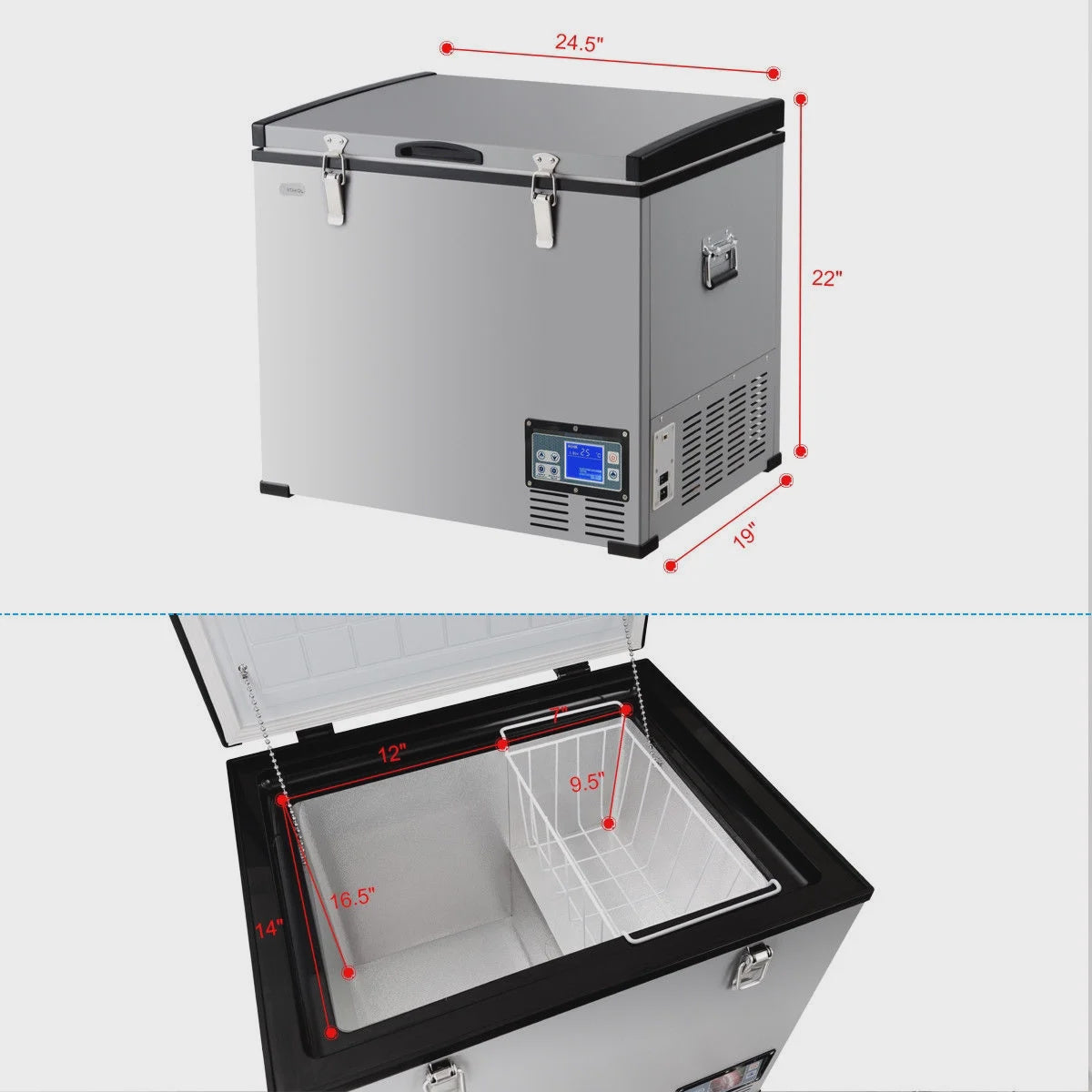 63-Quart Portable Electric Car Cooler Refrigerator / Freezer Compressor for RVs Camping
