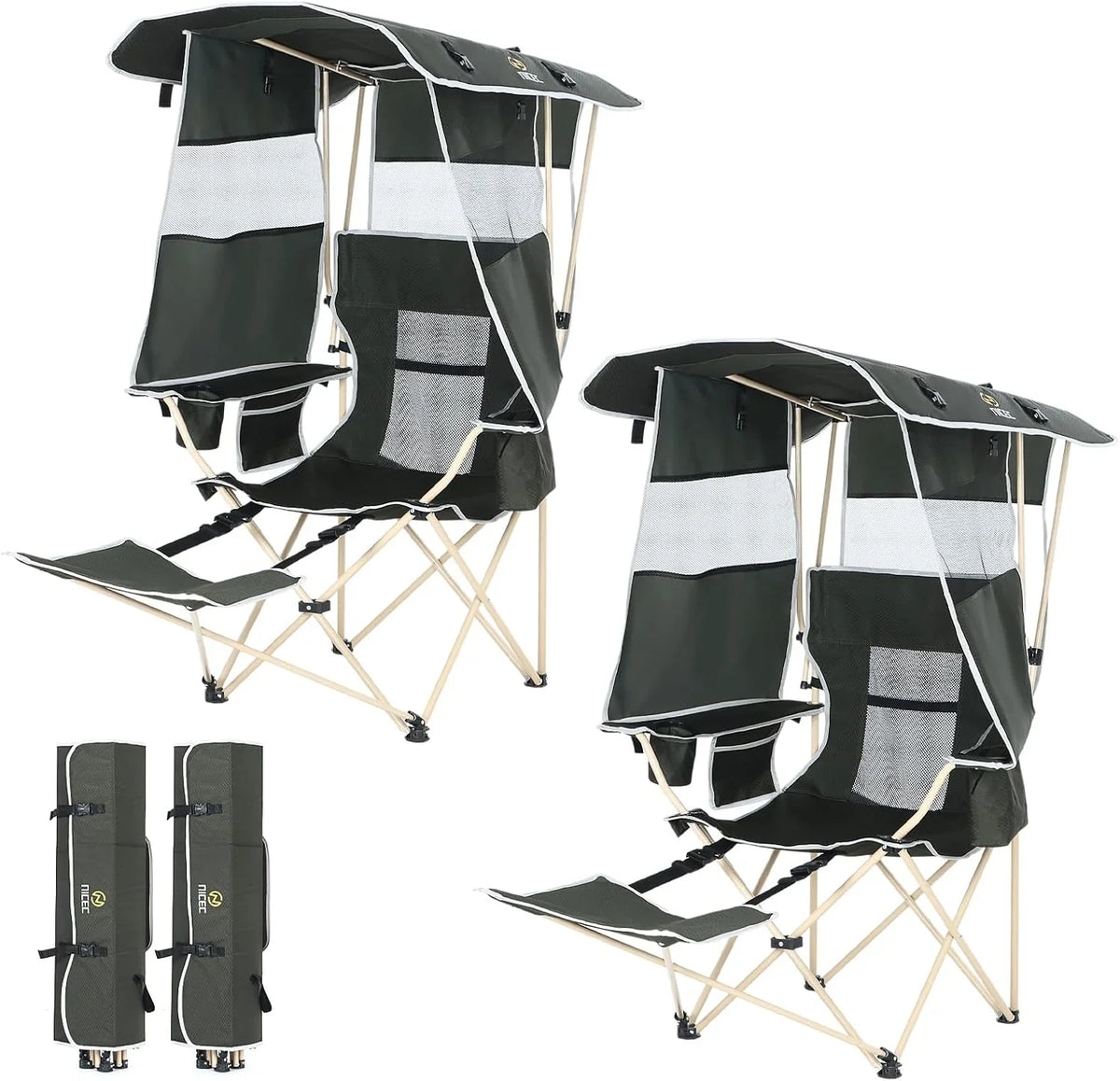 Nice C Canopy Chair, Camping Chair with Canopy, Folding Chair with Canopy, Shade Chair, Canopy Chair Outdoor, Folding Lawn Chair with Canopy, Sport Chair, Camping Chair with Foot Rest (2-P w/Footrest)
