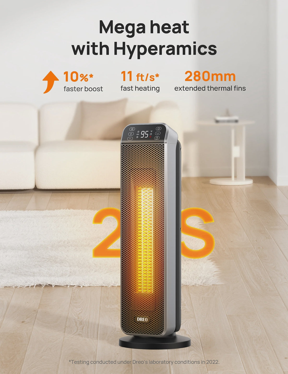 Space Heater for Inside, Electric Heater for Home with Remote, 24 in 11ft/s Fast Quiet Heating, 3 Modes, Safe Energy Efficient Heaters for...