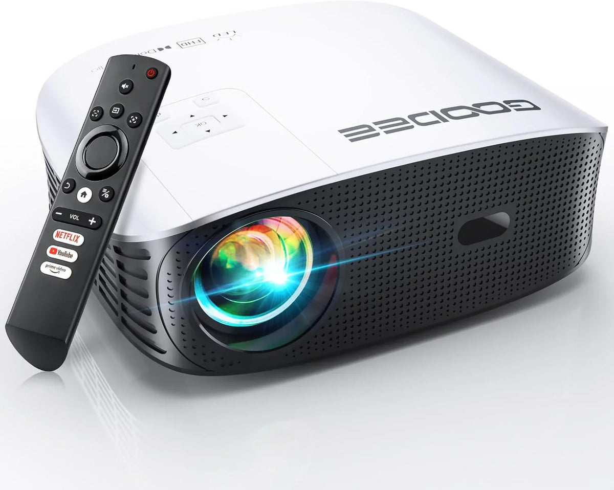 Intelligent 4K projector, equipped with 5G WIFI and Wireless functions, supports Dolby sound effect, outdoor projector, 400-inch zoom home theater projector, compatible with TV stick.