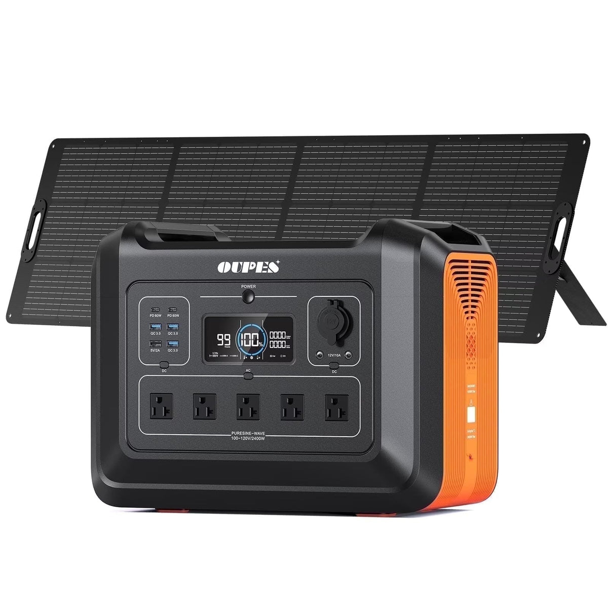 OUPES 2400W 2232Wh Portable Power Station with 4x240W Solar Panel,Solar Generator for Outdoor Camping,Home Backup,Emergency,RV
