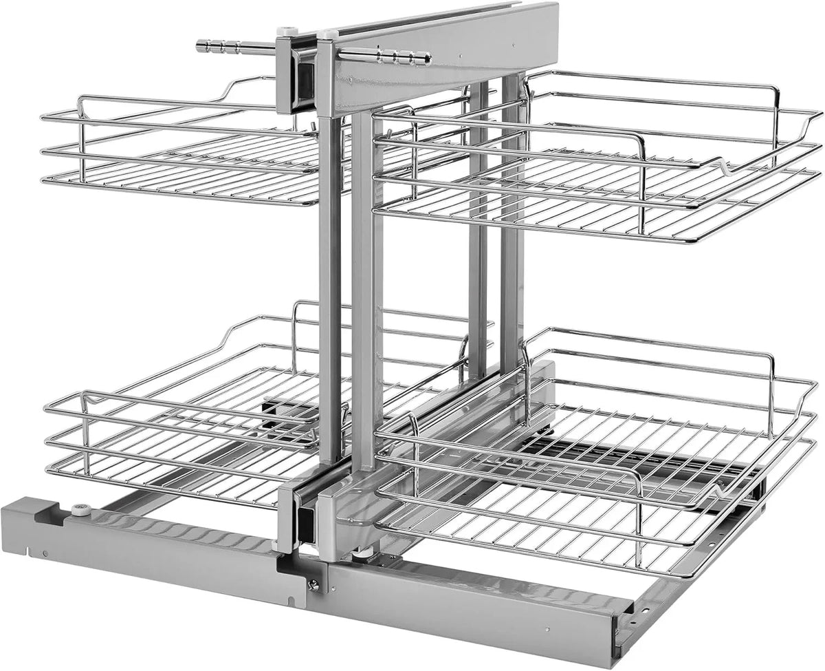 18-inch double-layer removable shelves with 4 shelves, silver color
