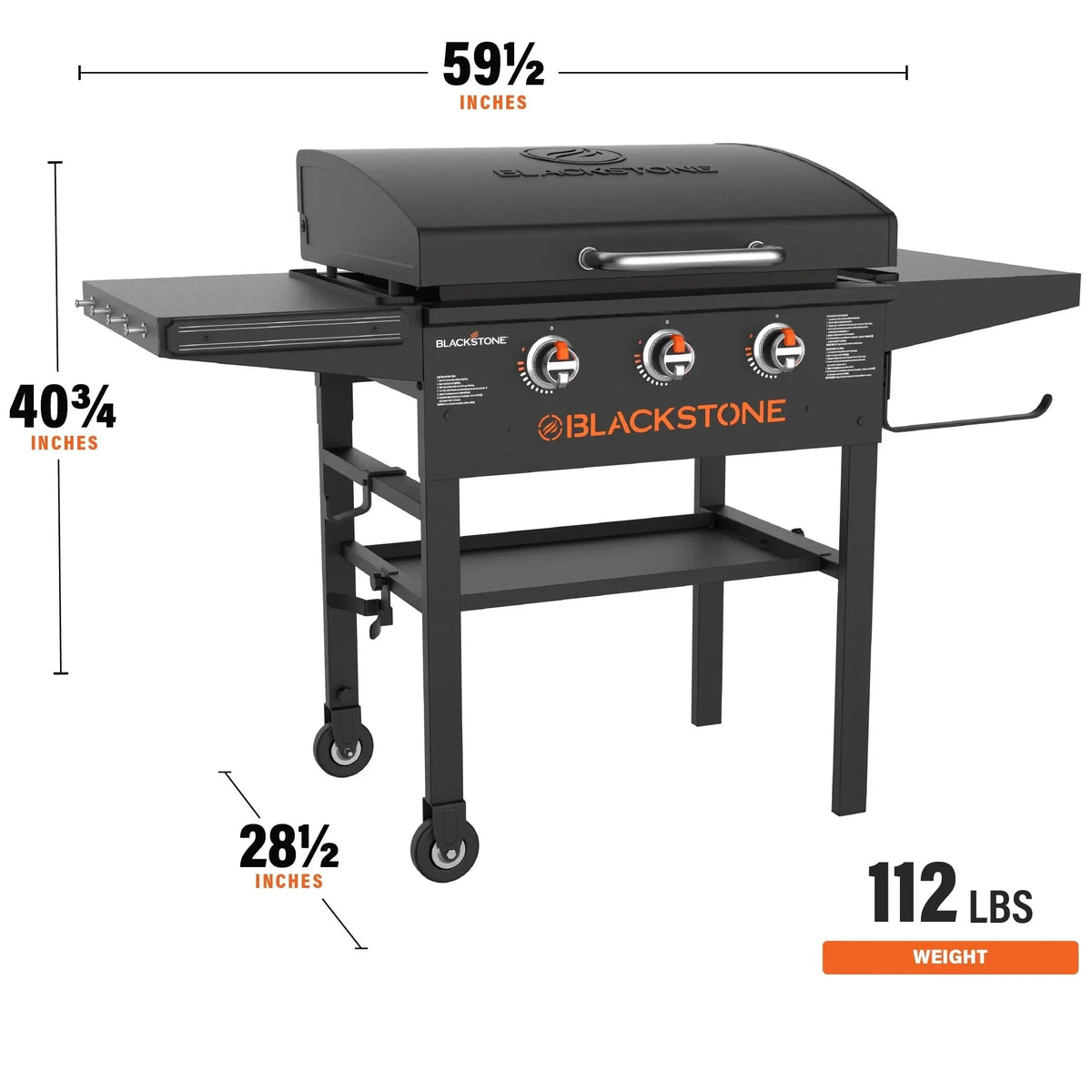 3-Burner 28" XL Griddle with Hood in Black