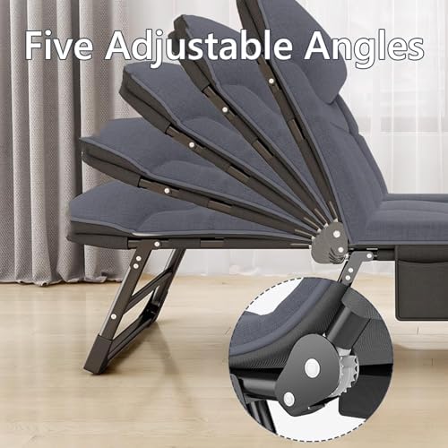 Folding Camping Cot Adults Bed,Adult Folding Bed, Rollaway Bed with Mattress for Adults Queen, High Elastic Sponge Five Adjustable Angles Good Load Bearing, Folding Bed, for Home Outdoor