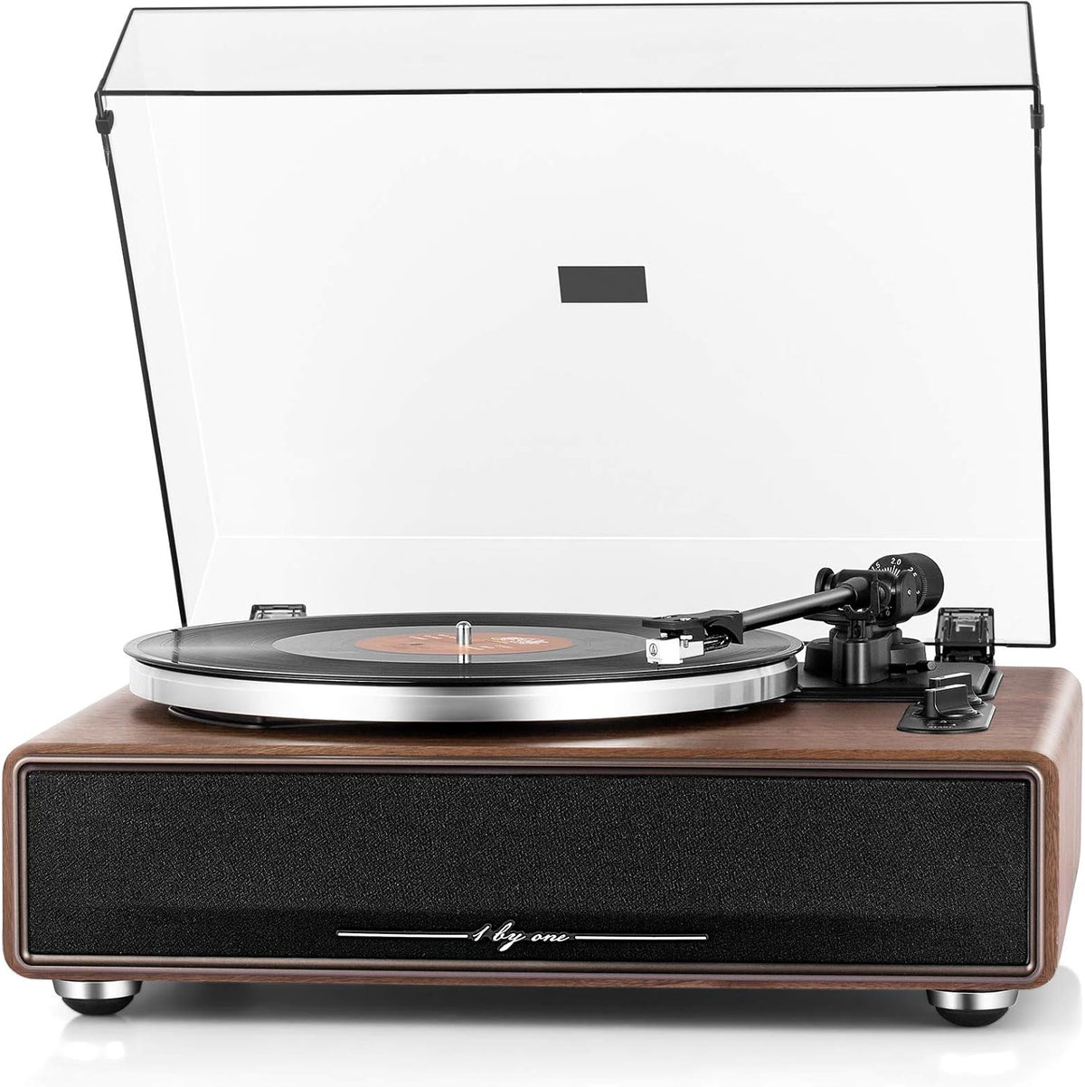 High Fidelity Belt Drive Turntable with Built-in Speakers, Vinyl Record Player with Magnetic Cartridge, Wireless Playback and Aux-in Functionality, Auto Off