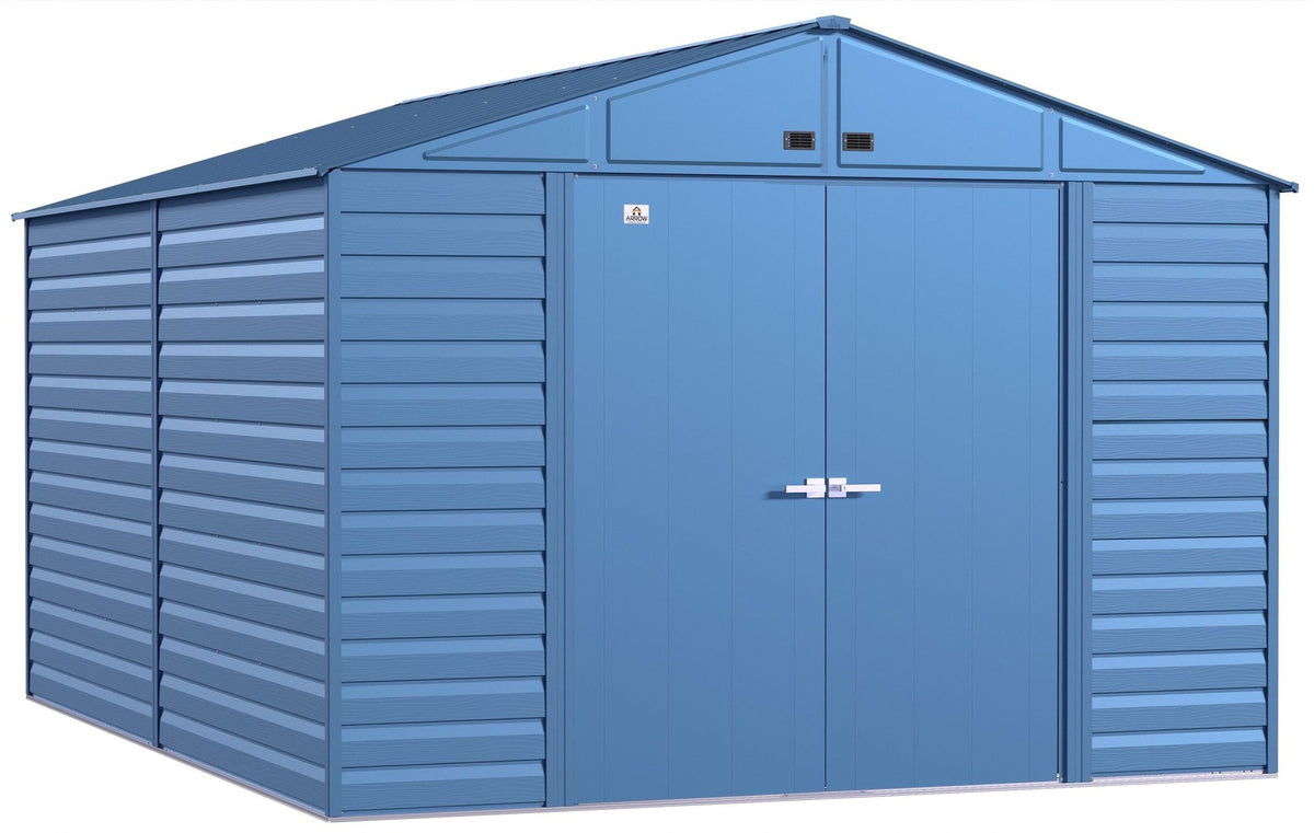 Arrow Select Galvanized Steel Storage Shed, Blue Grey, 10-ft x 14-ft