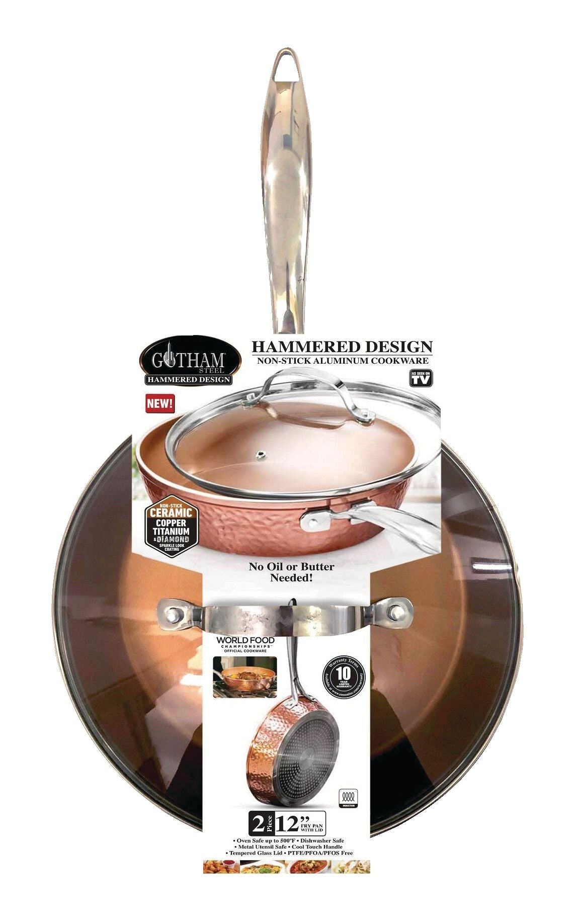 Hammered Diamond Pan with Lid, 12-in