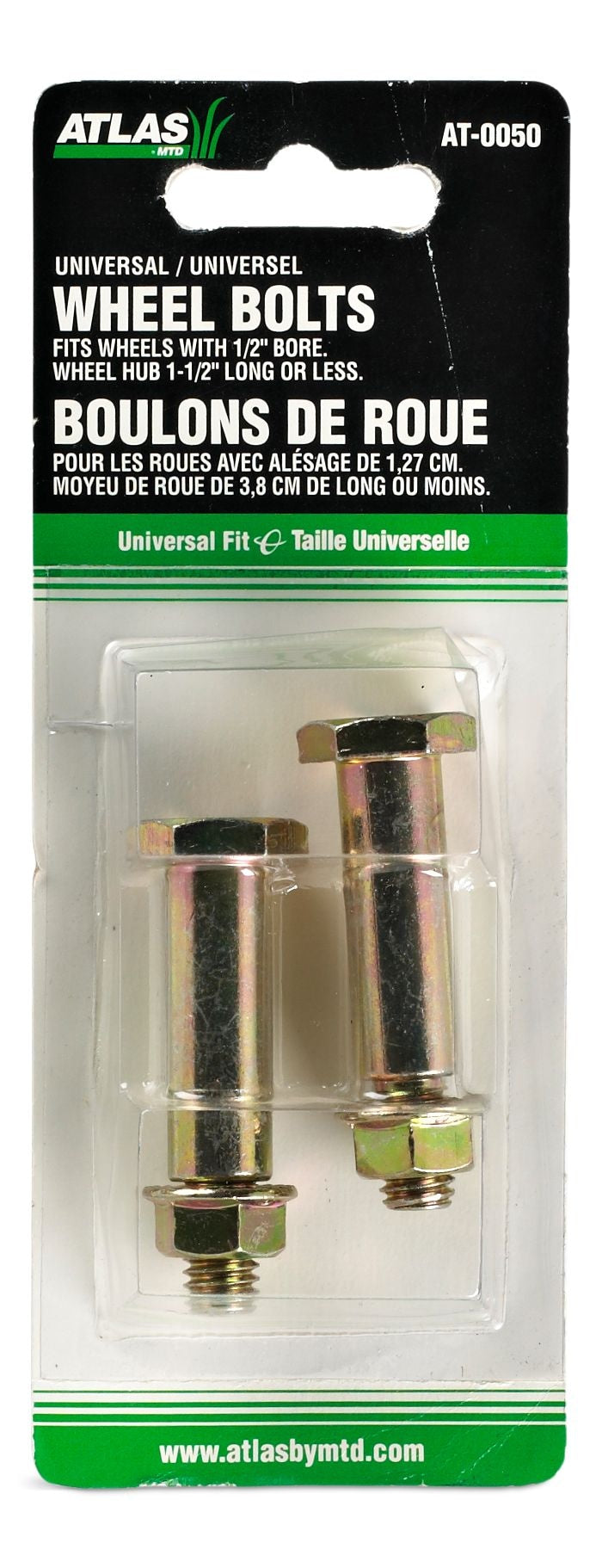 Atlas Universal Lawn Mower Wheel Bolts, 2-pk, 1-1/2-in
