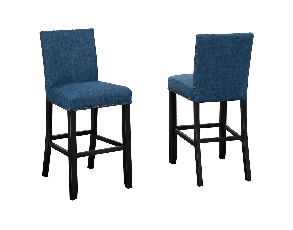 Alex Blue Counter/Bar Stool with Back Rest, 2-pc