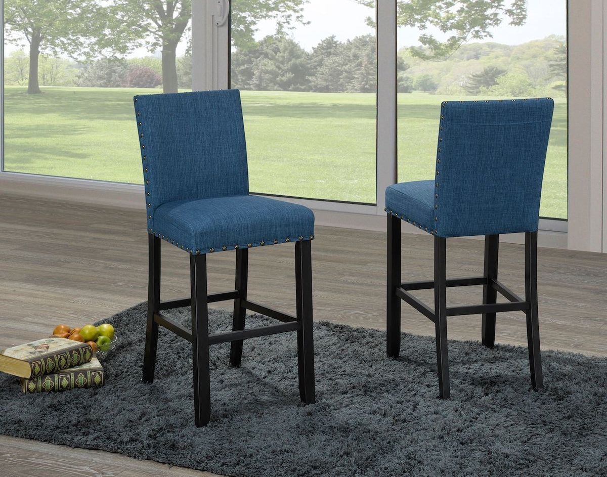 Alex Blue Counter/Bar Stool with Back Rest, 2-pc