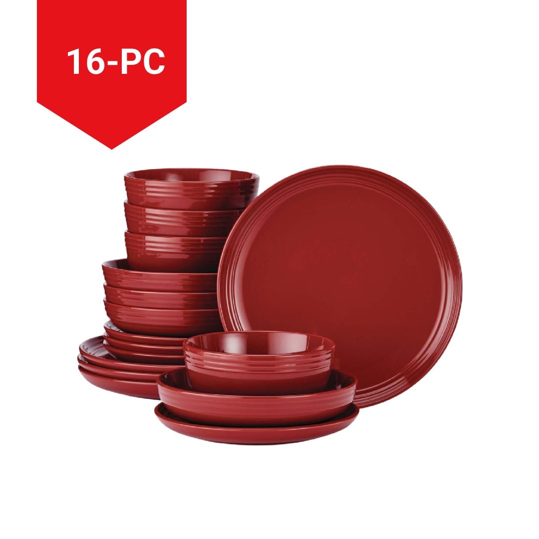 CANVAS Edenhill Farmhouse Bistro Stoneware Dinnerware Set, Serves 4, 16-pc, Red