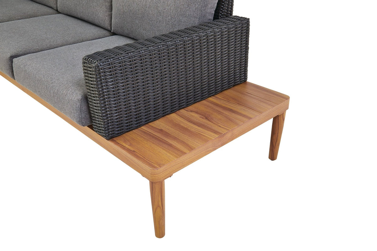 CANVAS Edenvale Aluminum Frame & Wicker Faux Wood Finish Outdoor/Patio Sectional Set, 4-pc