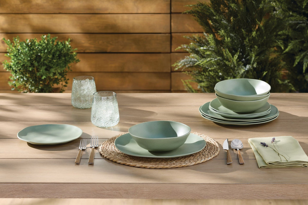 CANVAS Everyday Dinnerware Set, BPA-Free, Sage Green, 12-pk
