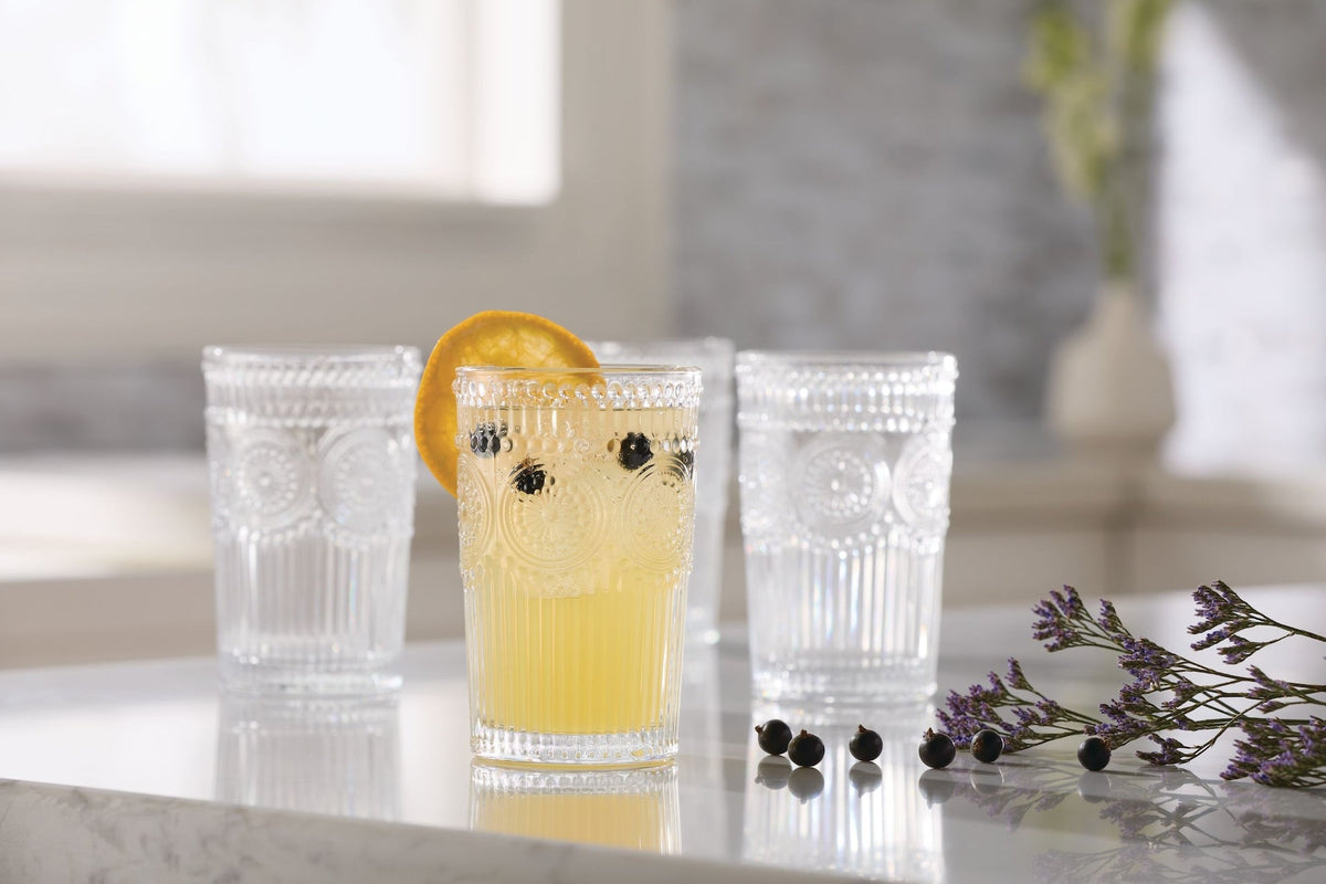 CANVAS Vintage Embossed Glass Tumbler Set, 4-pk