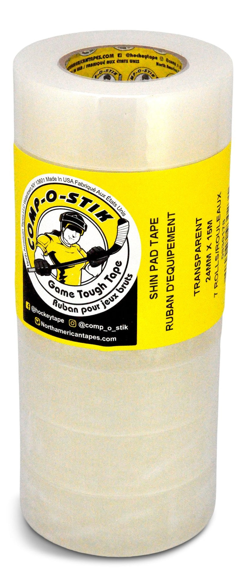 or Water Resistant Hockey Tape, Clear, 7-pk