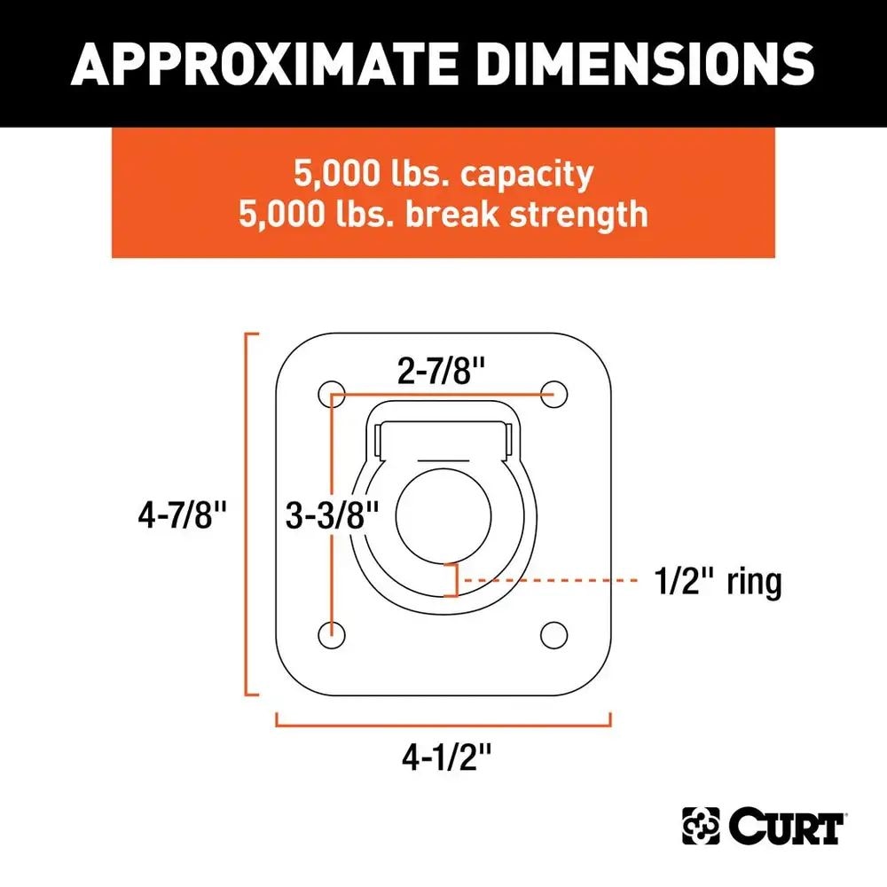 83600 1-1/2-in x 1-1/2-in Recessed Tie-Down Ring (5000-lb, Clear Zinc)