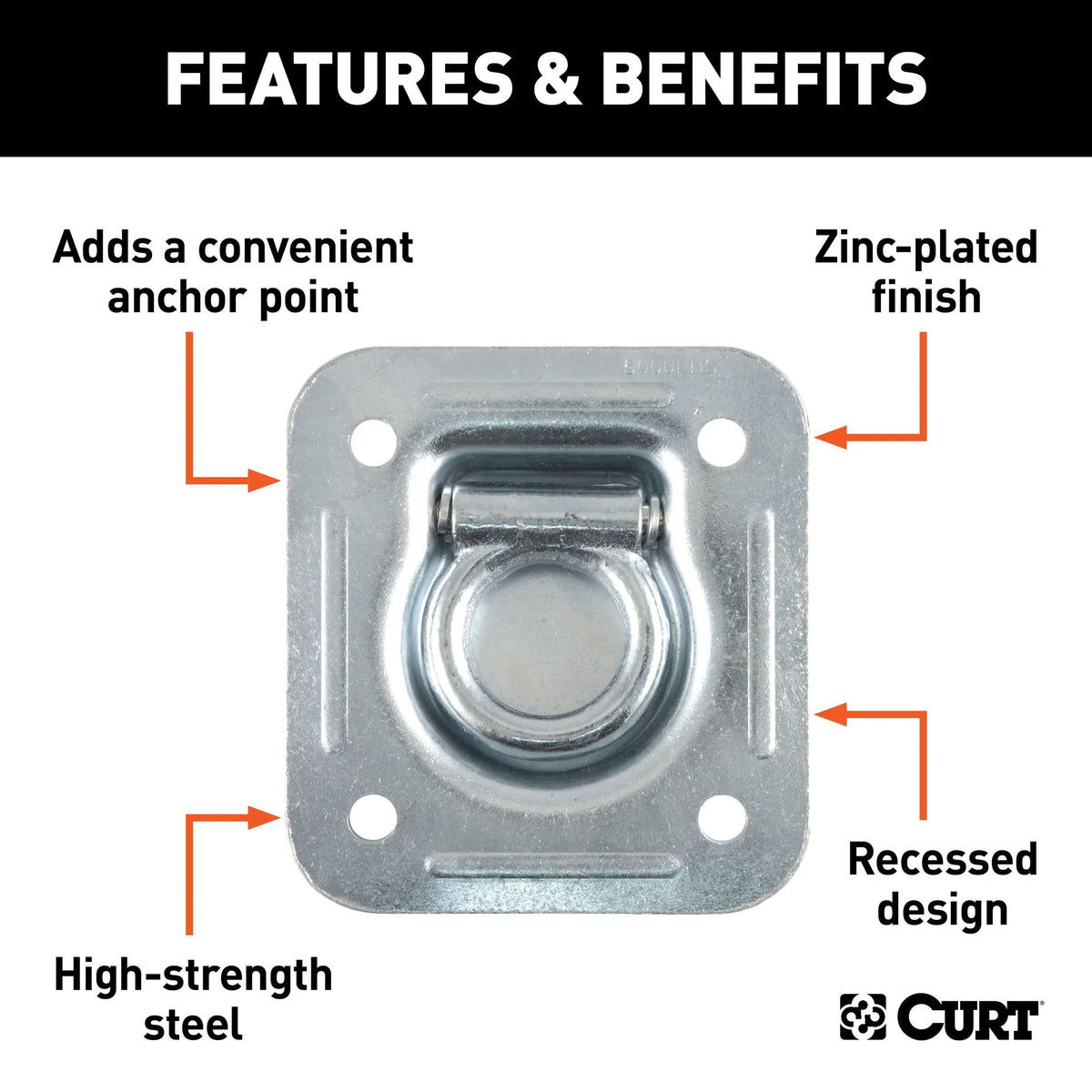 83600 1-1/2-in x 1-1/2-in Recessed Tie-Down Ring (5000-lb, Clear Zinc)