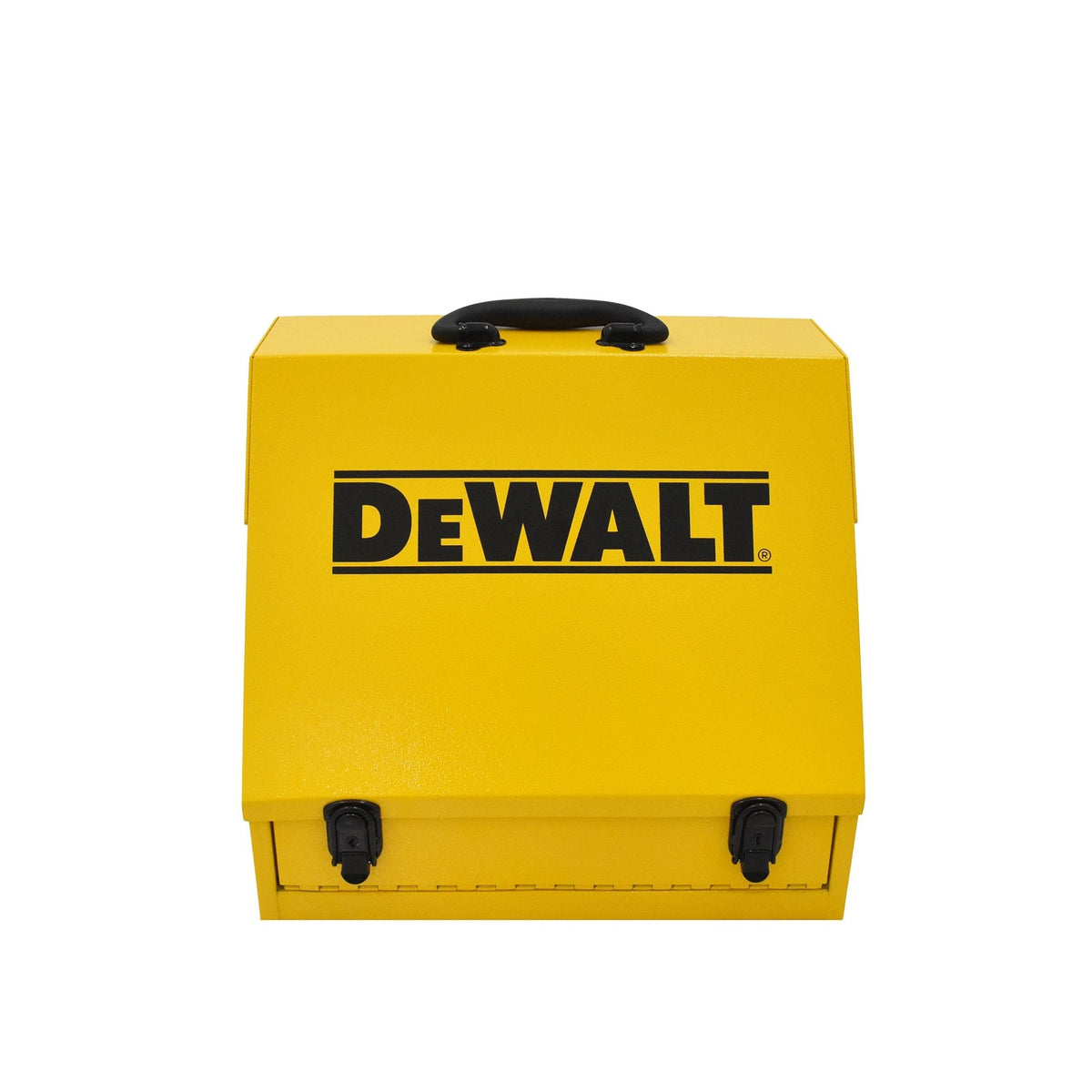 Handheld Steel Shop Tool Box with Lid & Handle, Yellow, 15-in