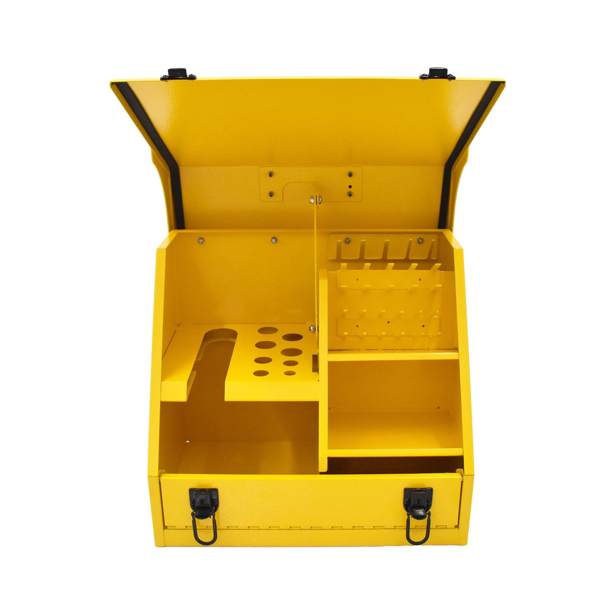 Handheld Steel Shop Tool Box with Lid & Handle, Yellow, 15-in