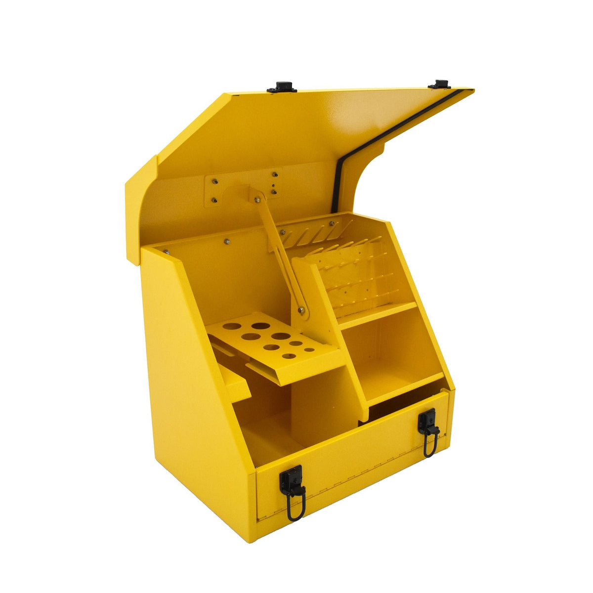 Handheld Steel Shop Tool Box with Lid & Handle, Yellow, 15-in
