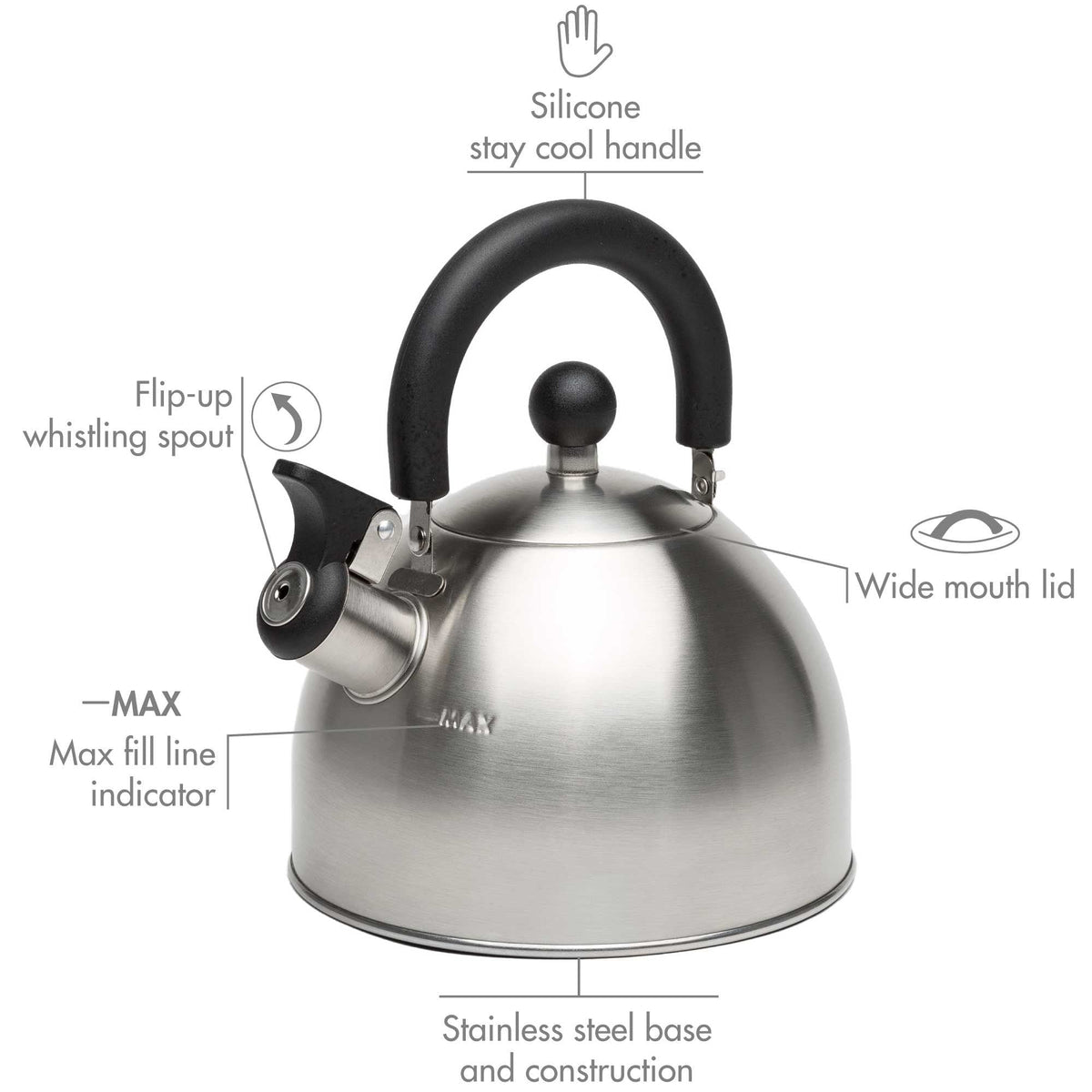 Stainless Steel Stovetop Kettle, 1.4-L