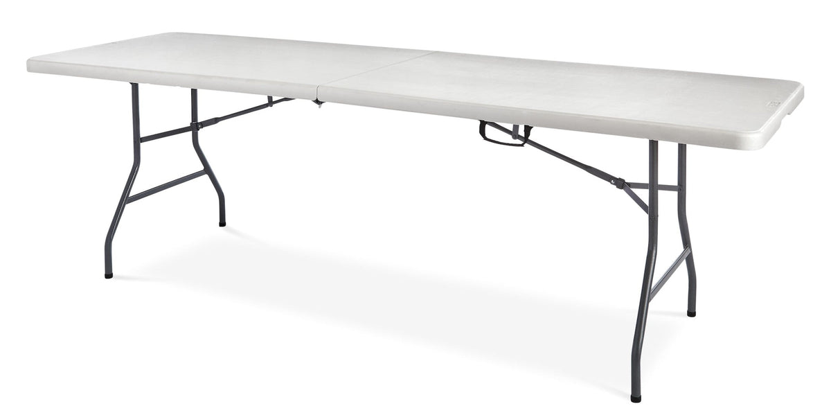 8-ft Portable Plastic & Metal Folding Table with Handle, White