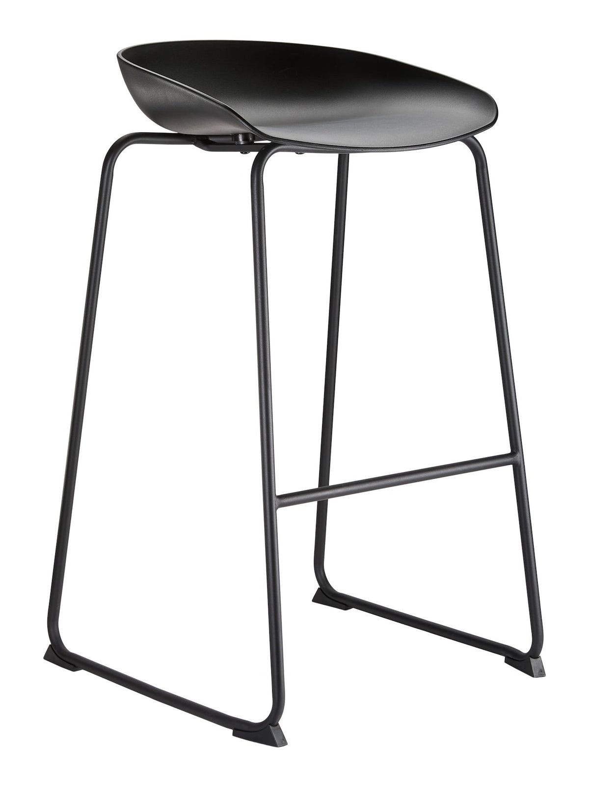 Modern Elevated Counter Stool with Footrest, Black