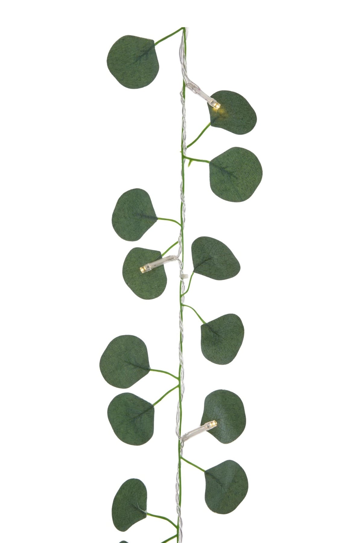 Outdoor 12-Strand Warm White LED Curtain String Lights with Eucalyptus Leaves, 11.48-ft