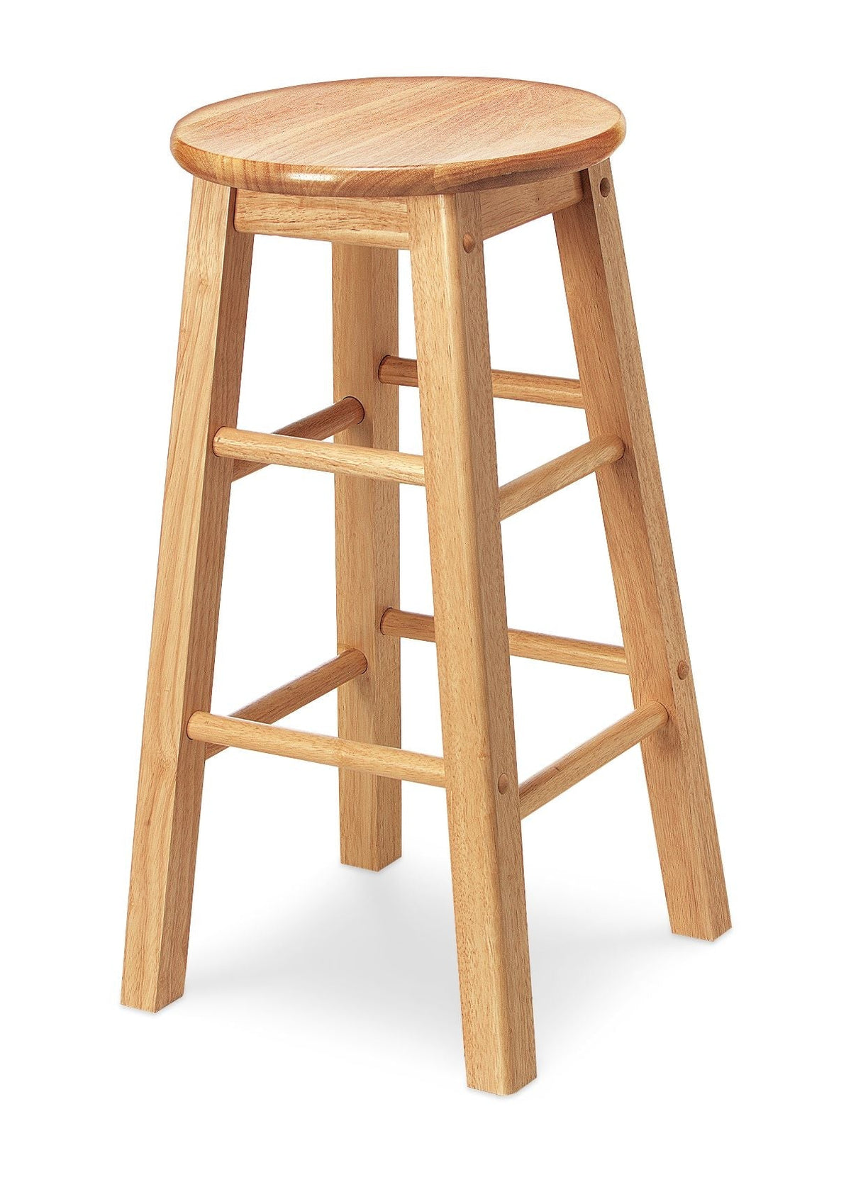 Solid Wood 24" Bar Stool Armless Backless, Natural Finish