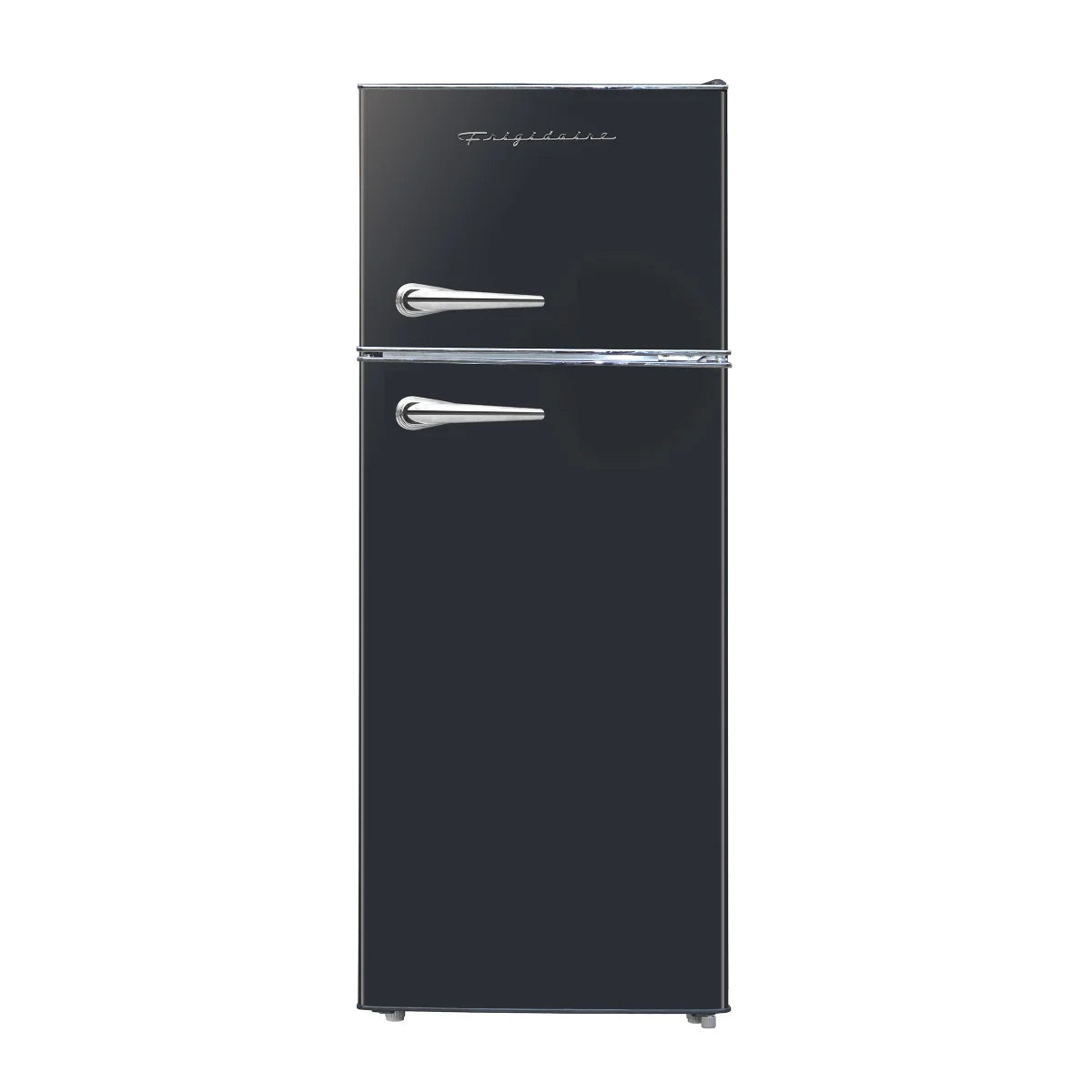 7.5 cu ft Black Retro Top Mount Refrigerator with Classic Chrome Handle