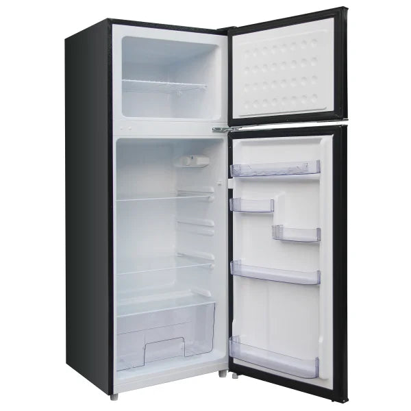 7.5 cu ft Black Retro Top Mount Refrigerator with Classic Chrome Handle