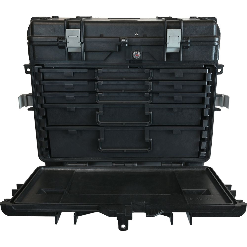 Mobile Tool Chest, 3 Small, 1 Medium & 1 Large Drawer, Black