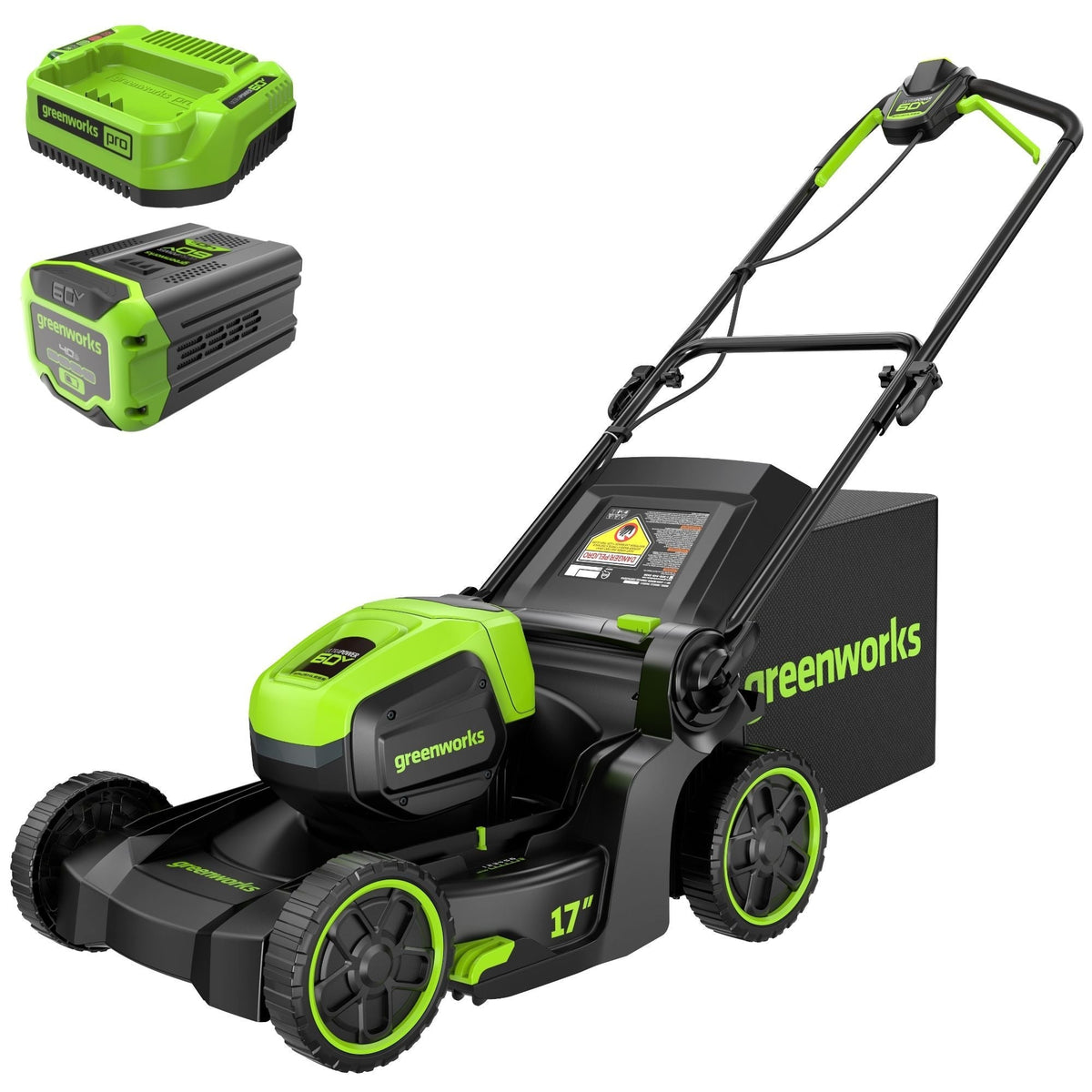 60V 17-in Push Lawn Mower with 4.0 Ah Battery & 3A Charger