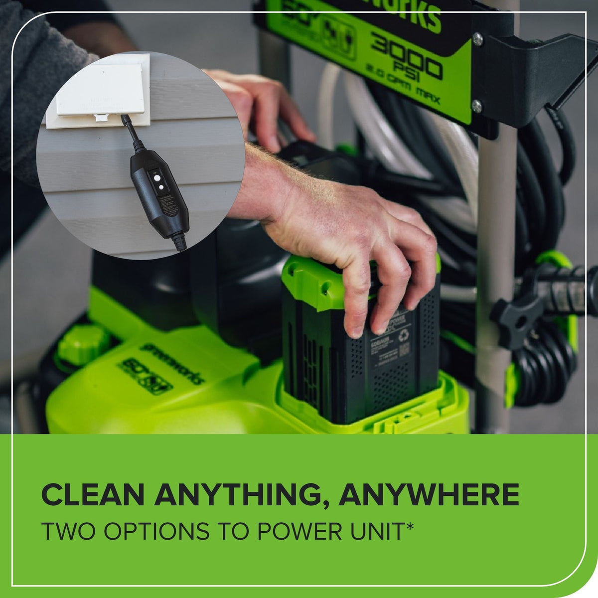 60V 3000PSI 2.0GPM Hybrid AC/DC Pressure Washer, Tool Only