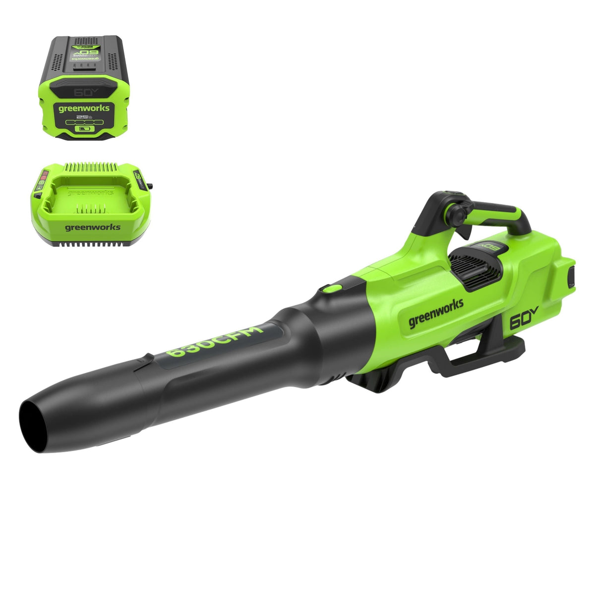 60V 630CFM 170MPH Leaf Blower 2.5Ah Battery 3A Charger