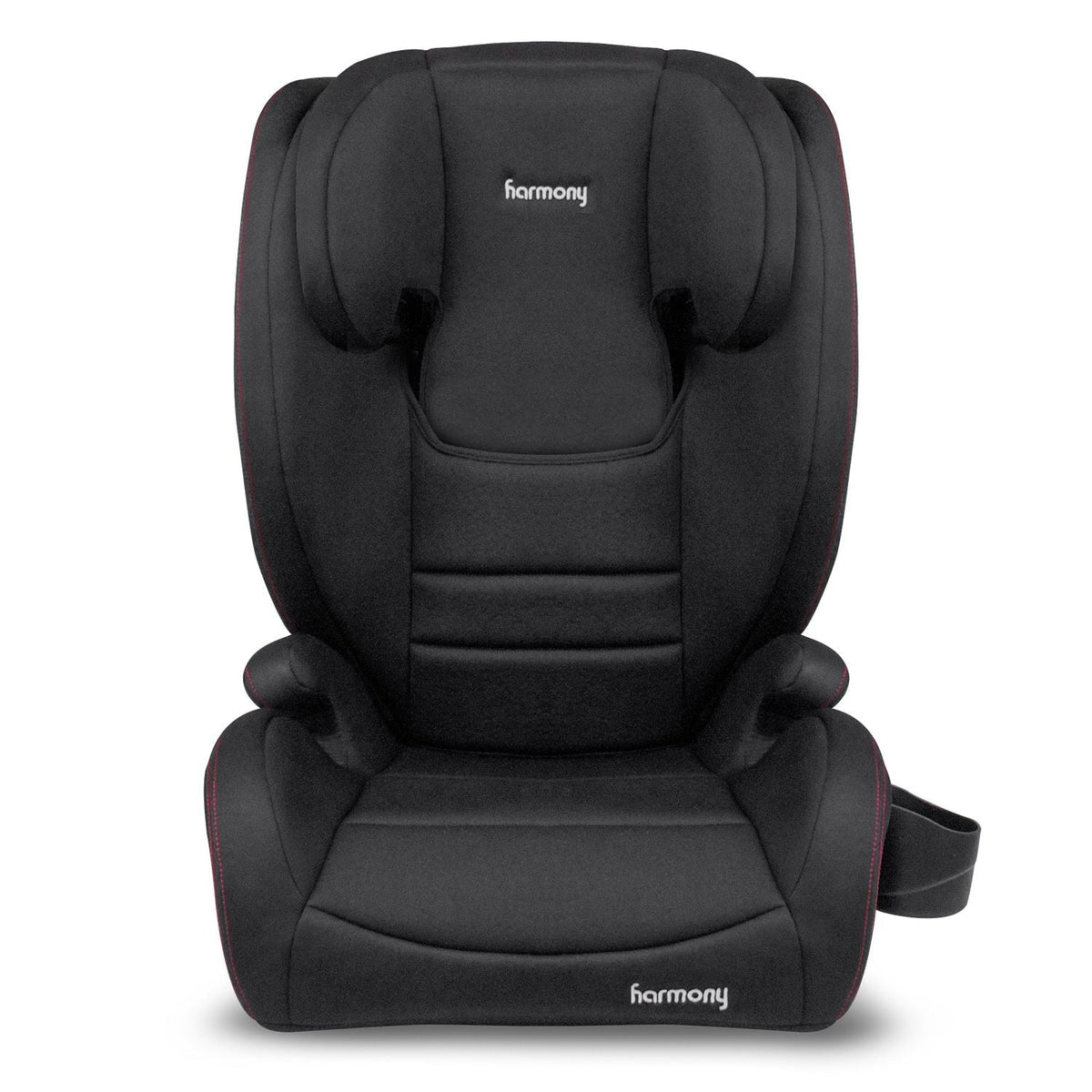 Harmony Genesys Deluxe High Back Booster, Black with Red Stitching