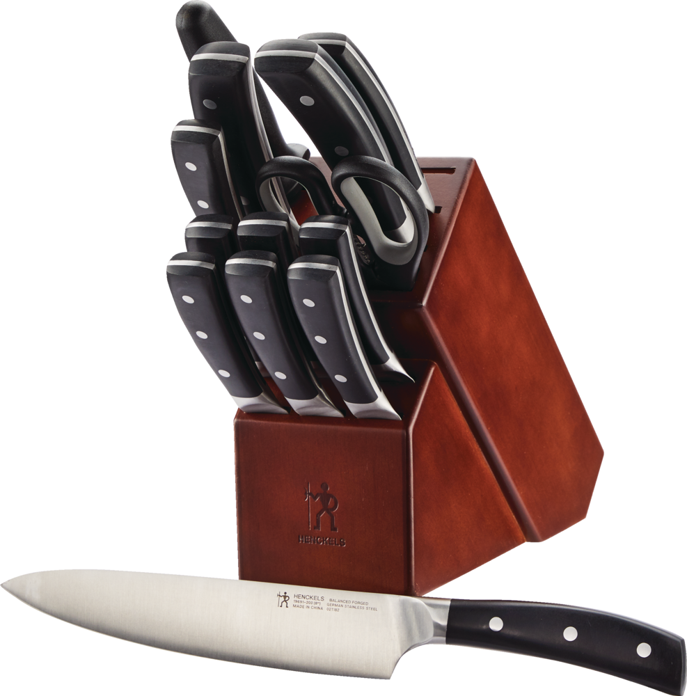 Balanced Forged Steel Knife Block Set, Ergonomic Grip, 14-pc