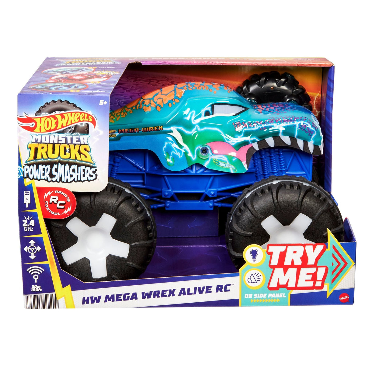 Monster Truck Remote Controlled 1:15 Scale Mega Wrex Toy Vehicle with Sounds & Lights, Ages 5+