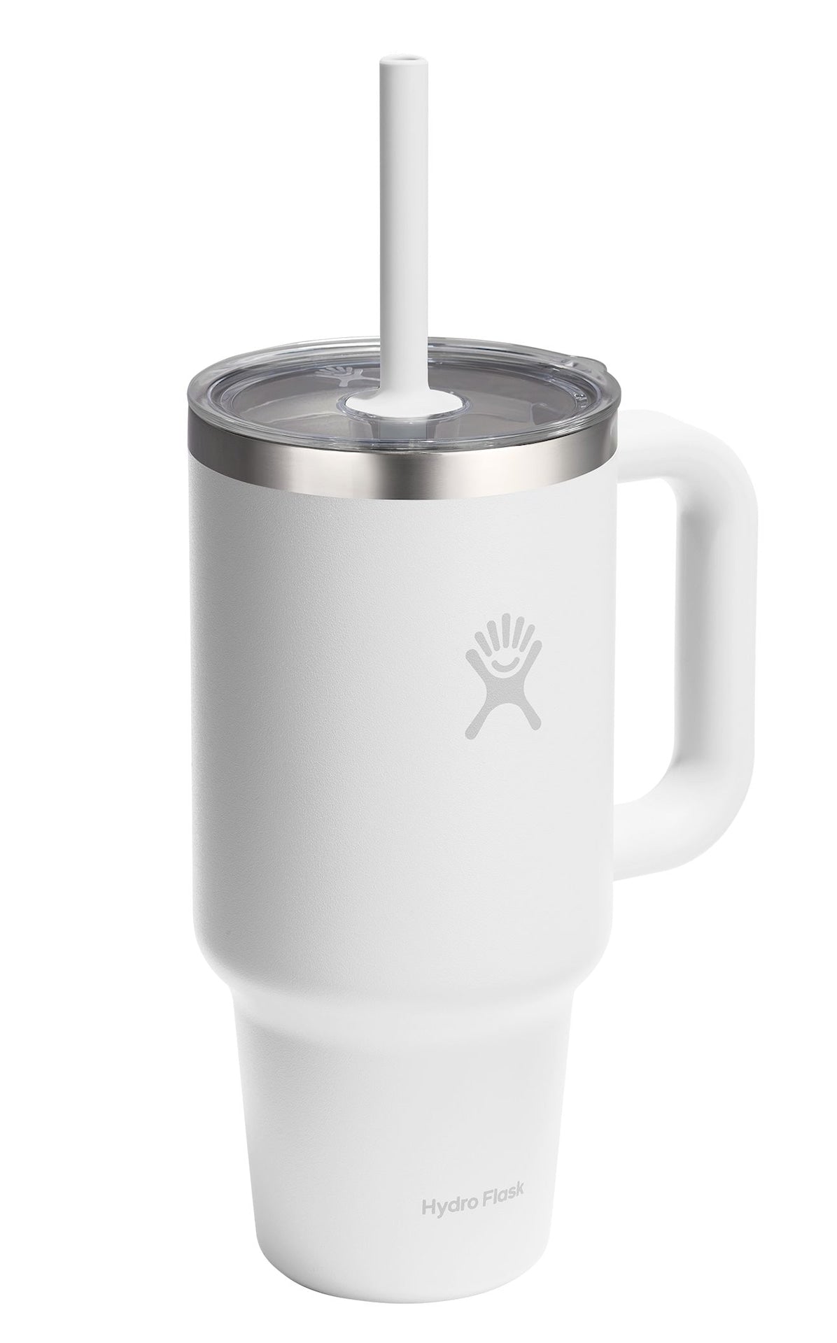Stainless Steel Insulated Travel Tumbler with Clear Lid, White, 32-oz