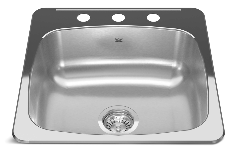 Drop In Single Bowl 3-Hole Kitchen Sink, 20.13-in x 20.56-in, Stainless Steel