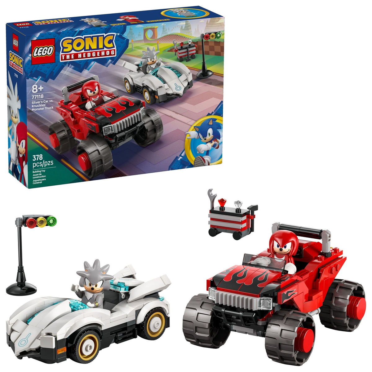 Silver’s Car vs. Knuckles’ Monster Truck - 77118, 378-pcs, Ages 8+
