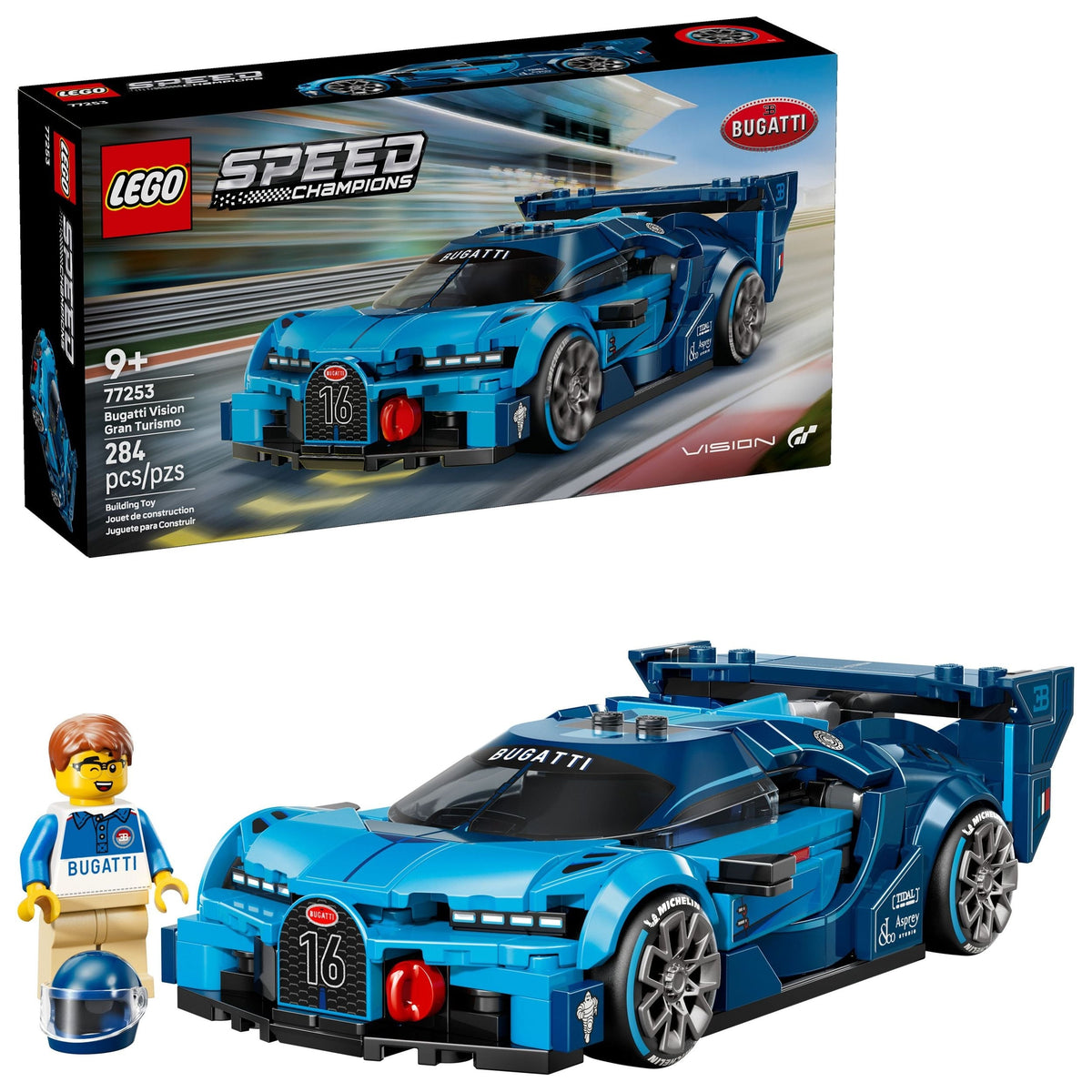 Speed Champions Bugatti Vision Gran Turismo Hyper Sports Car - 77253, 284-pcs, Ages 9+