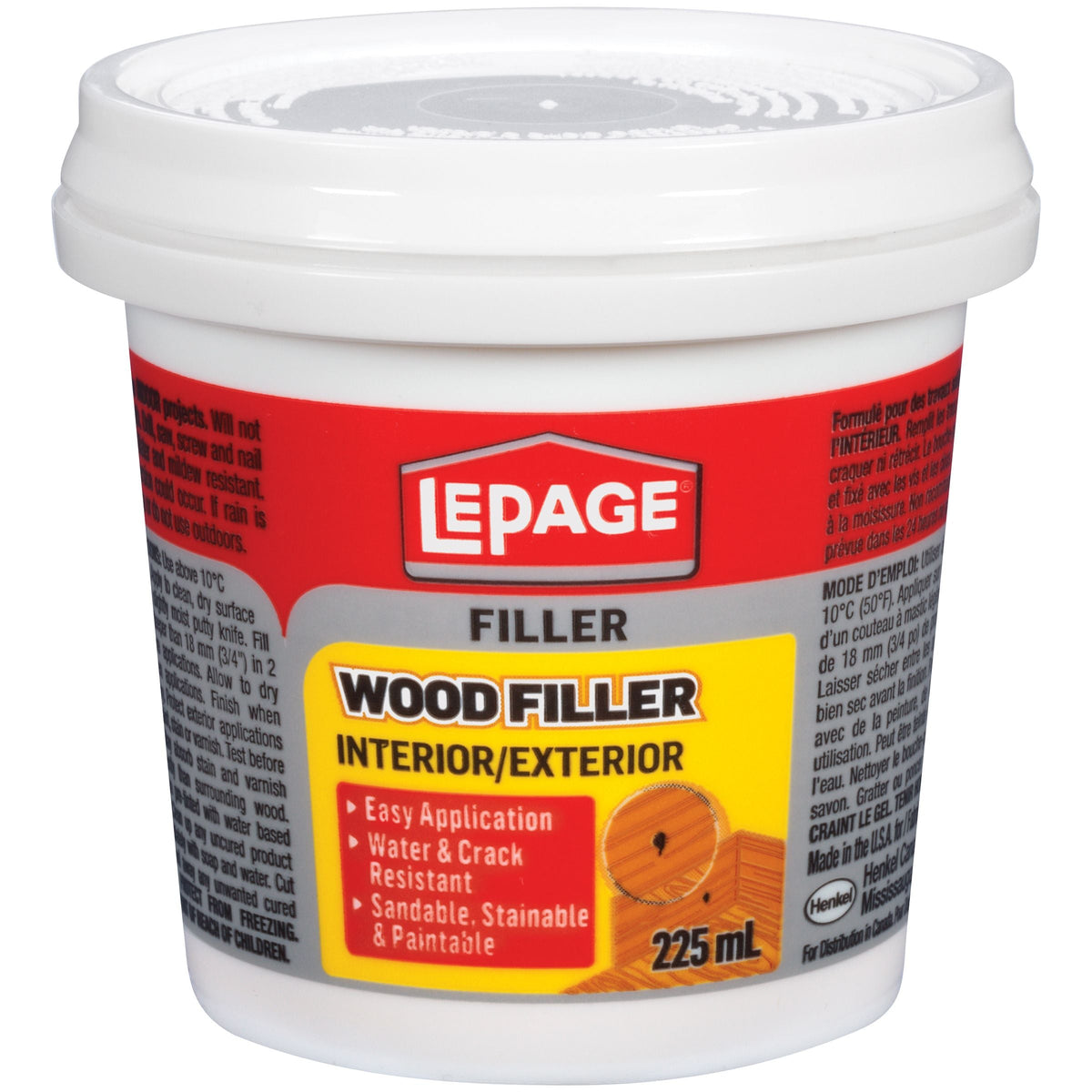 Interior/Exterior Wood Filler, Repairs Cracks & Holes, Water-Resistant, Brown, 225-mL