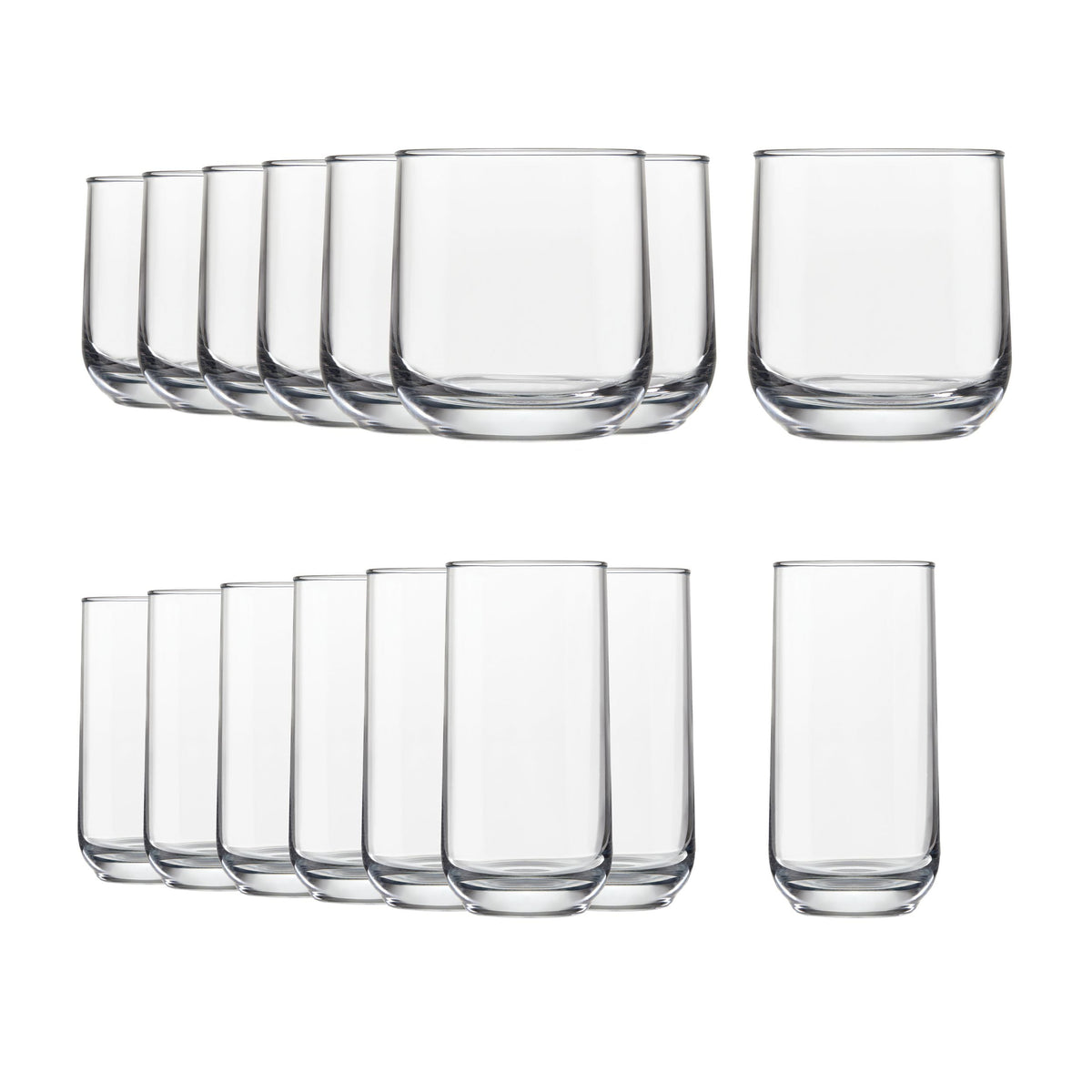 Ascent 16pc Tumbler Glassware Set, Dishwasher Safe, 8pc x 13.3-oz and 8pc x 16-oz