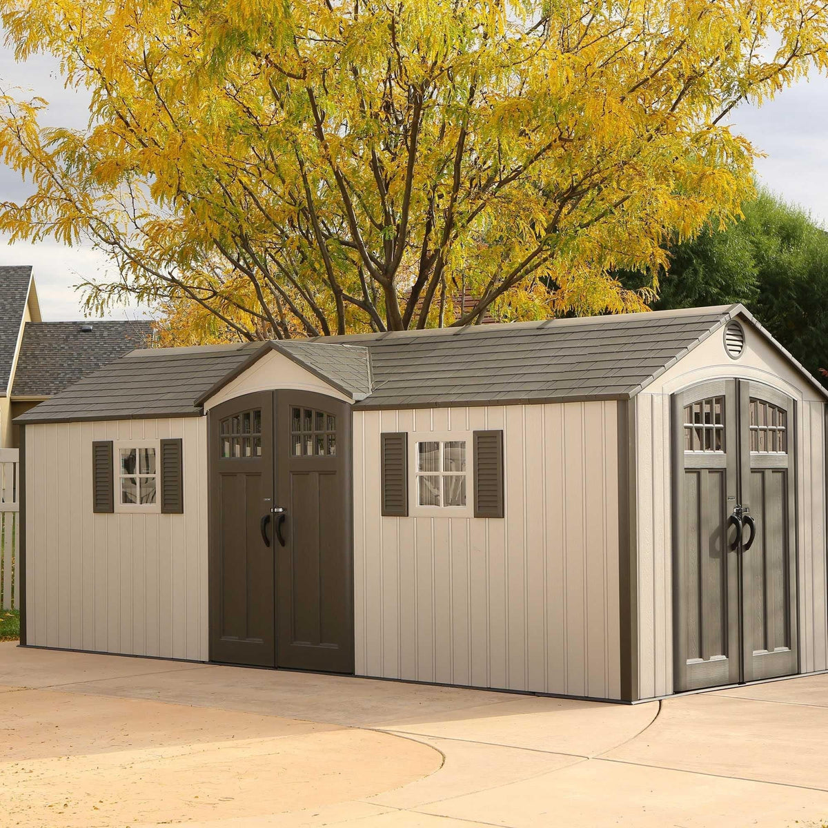 Lifetime Outdoor Storage Shed with Dual Side Entry, 20 x 8-ft