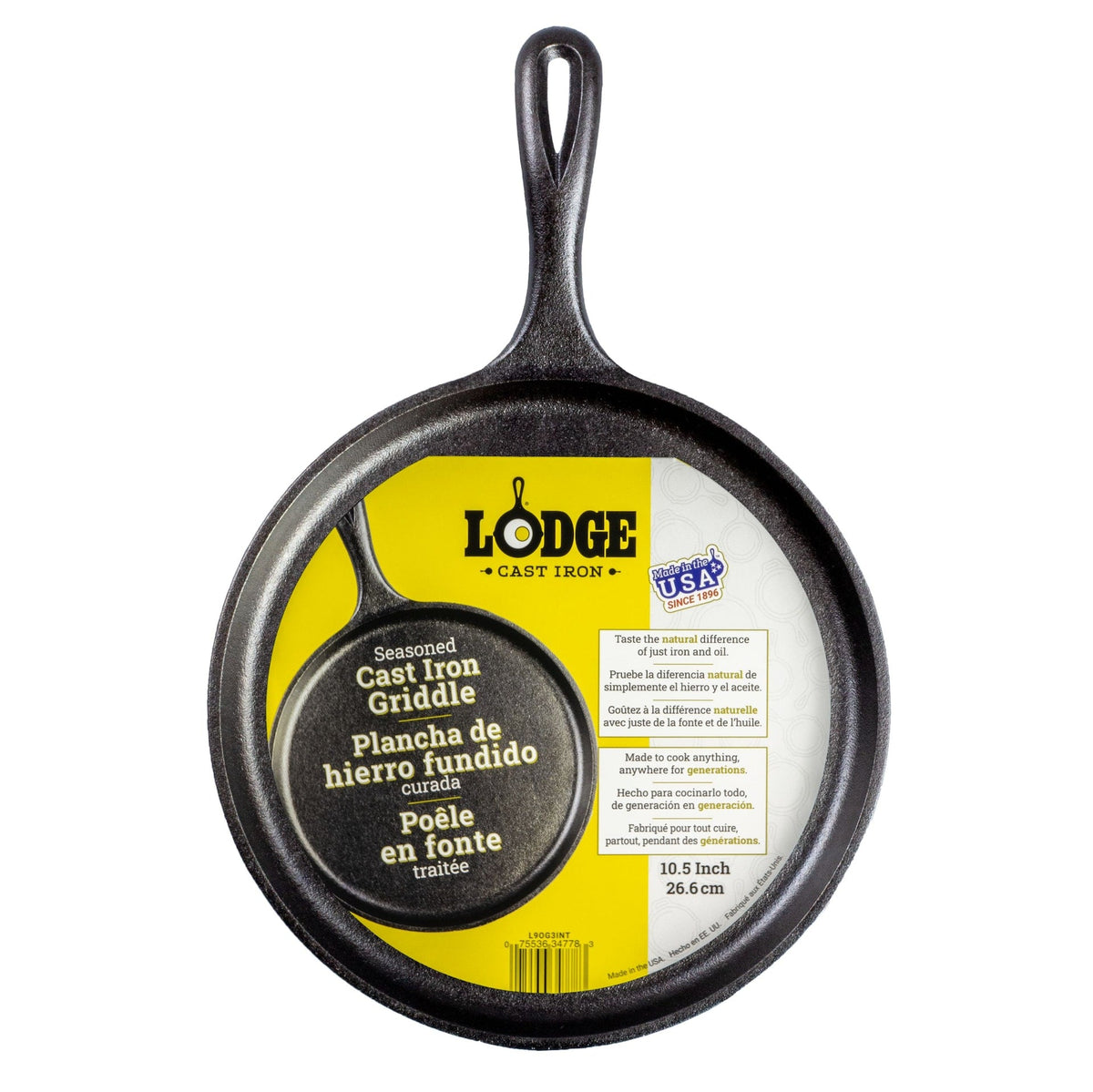 Lodge Seasoned Cast-Iron Griddle with Raised Edges, 10.5-in