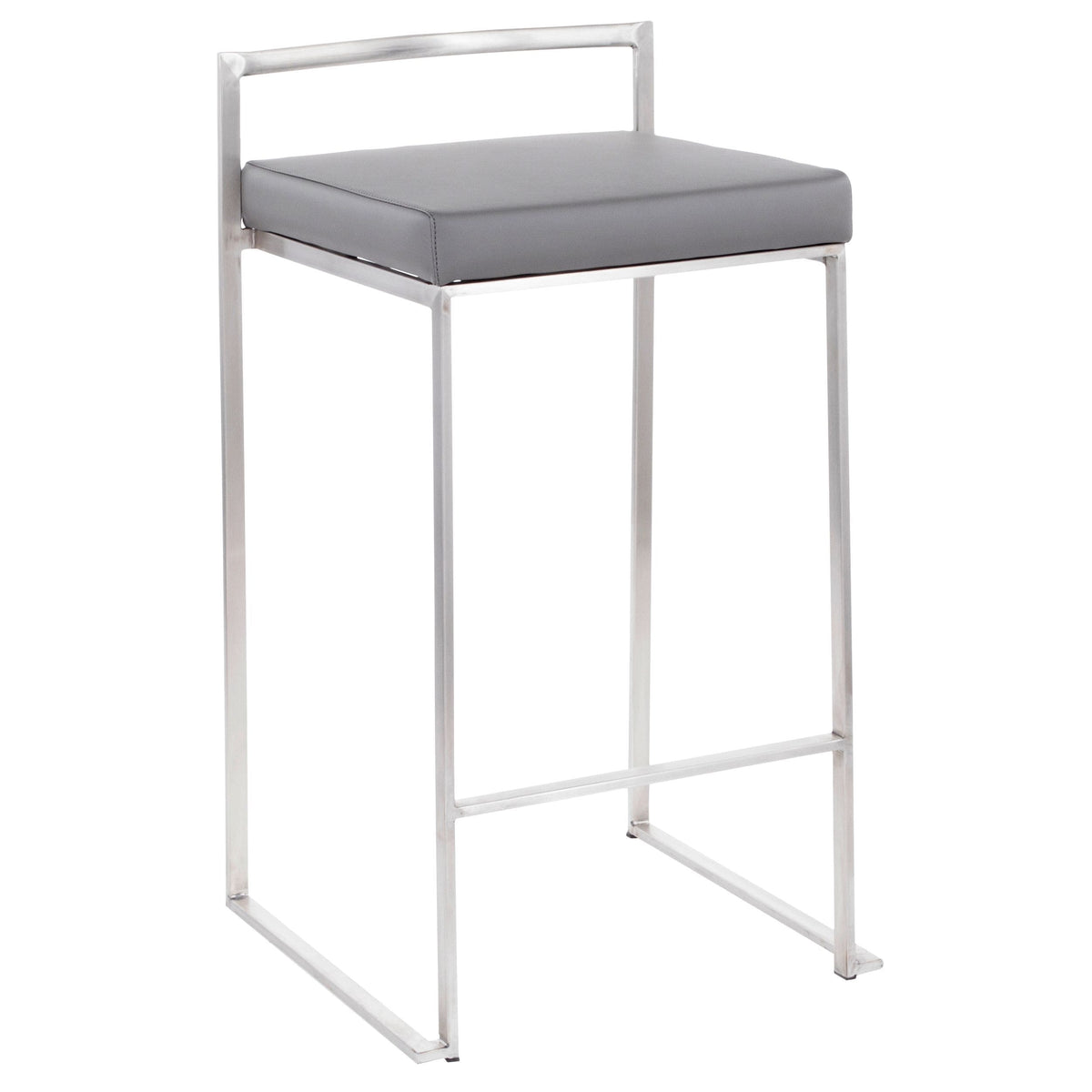 Fuji Stacker Fixed-Height Counter Stool, Grey, 26-in, 2-pc