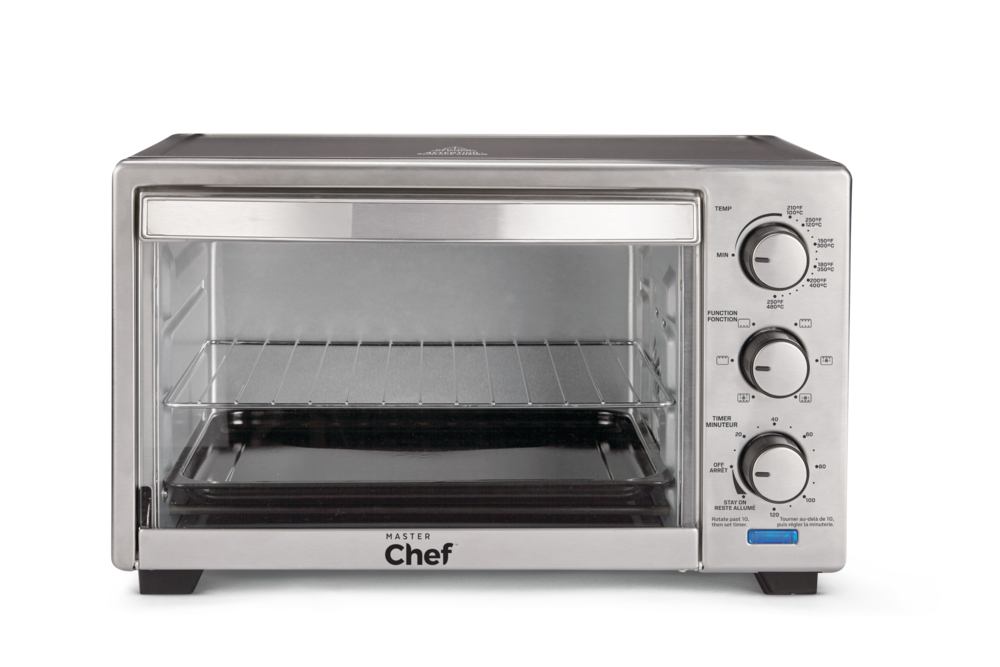 Convection Toaster Oven with 4 Functions, Stainless Steel, Black, 6-Slices