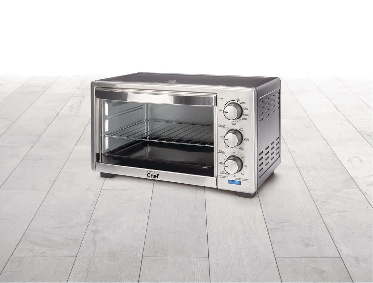 Convection Toaster Oven with 4 Functions, Stainless Steel, Black, 6-Slices