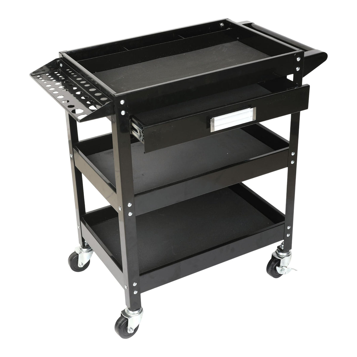 3-Tier Work Cart with Swivel Casters, 250-lb